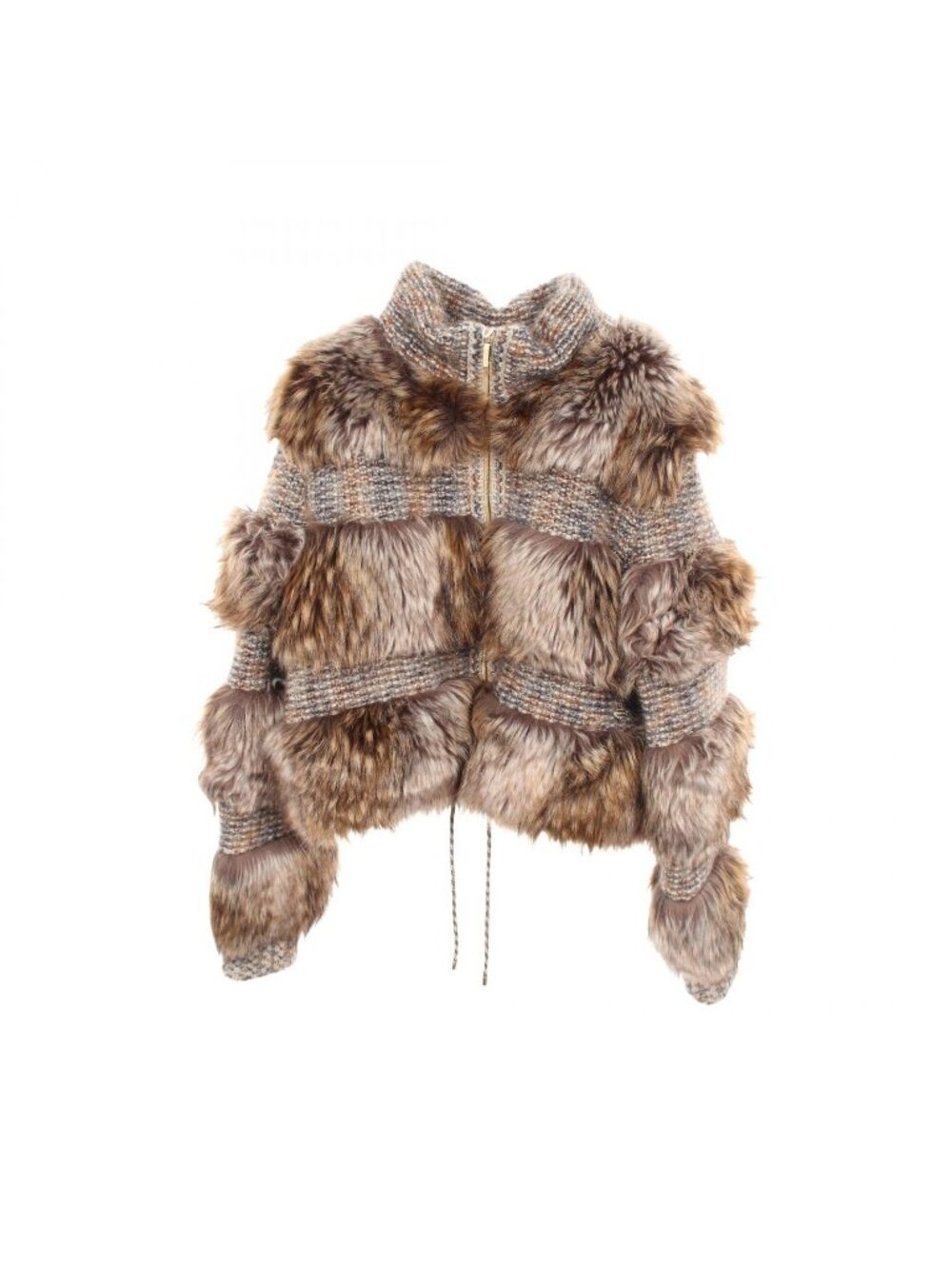Chanel CC Logo Button Fur Jacket Brown Cashmere
